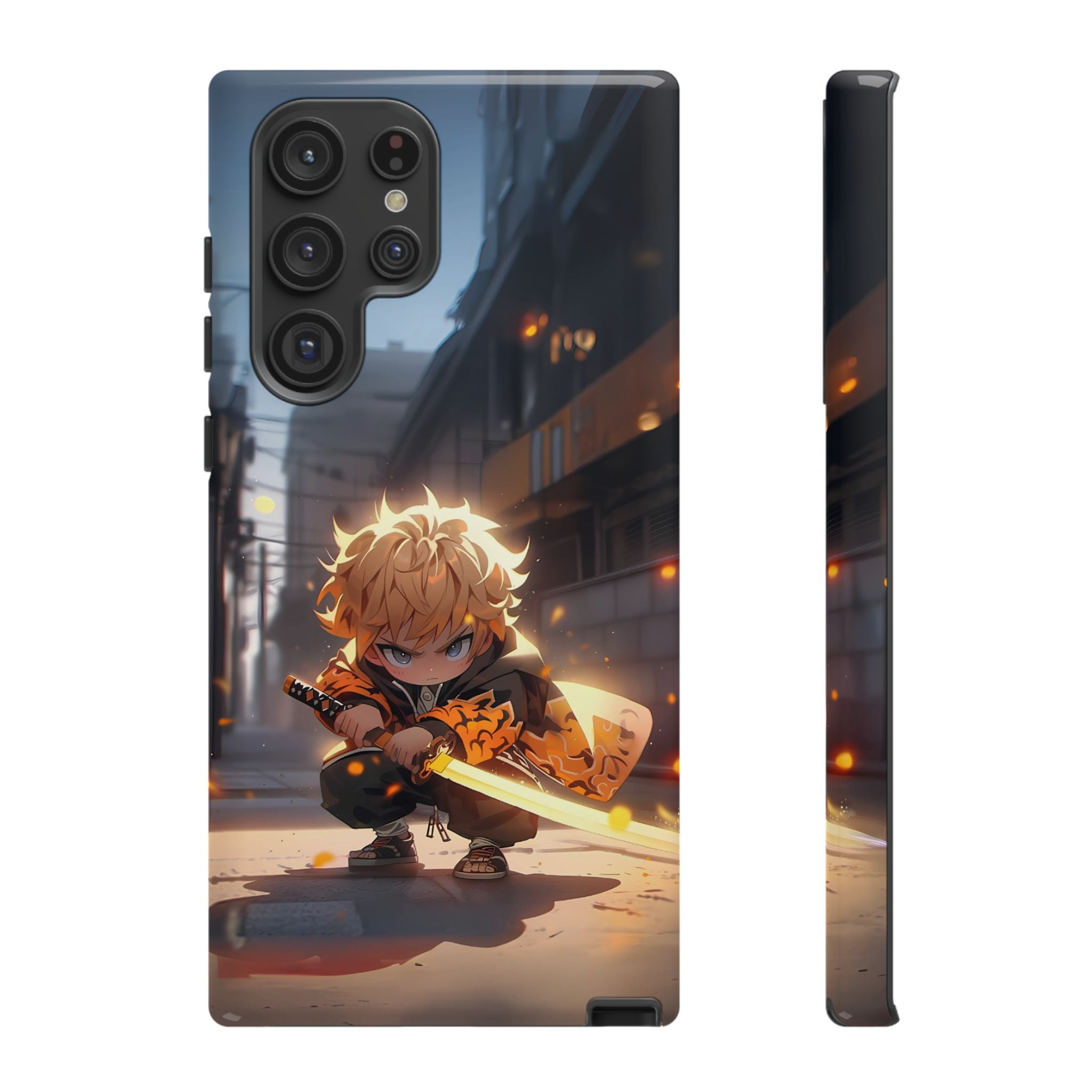 Chibi Zenitsu Lightning Tough Phone Case – Anime Protective Case for iPhone & Samsung, UV Resistant, Durable & Stylish