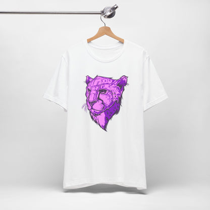 T-Shirt Vibrant Purple Leopard Tee - Unisex Jersey Shirt, Wild Animal Print, Graphic Tee, Gifts for Nature Lovers, Unique Artwear, Stylish [...] White