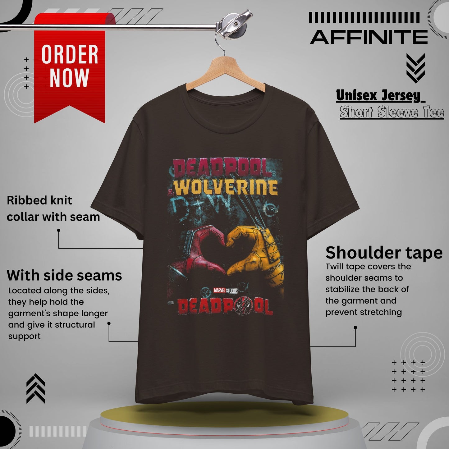 T-Shirt Deadpool Wolverine T-Shirt | Marvel Unisex Graphic Tee | Perfect Gift for Fans Brown