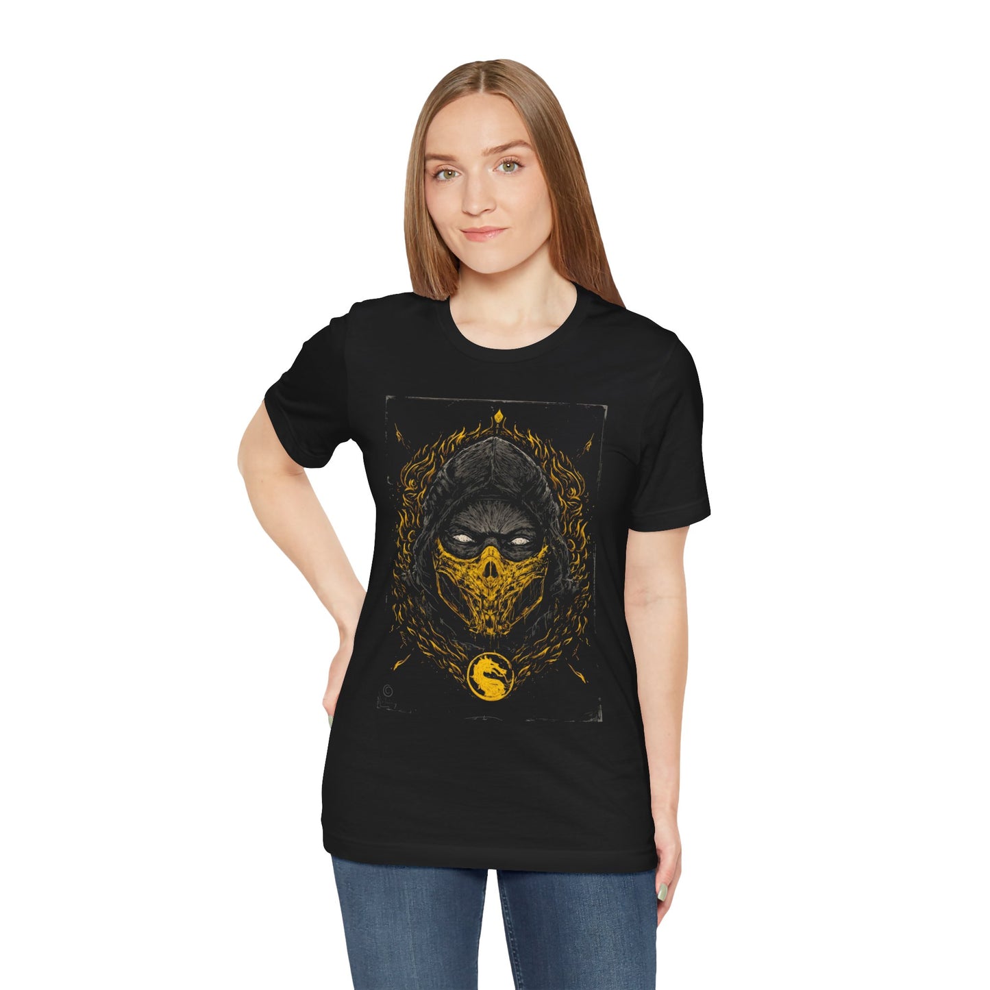 T-Shirt Scorpion Fire Ninja Graphic T-Shirt – Black & Yellow Gamer Tee