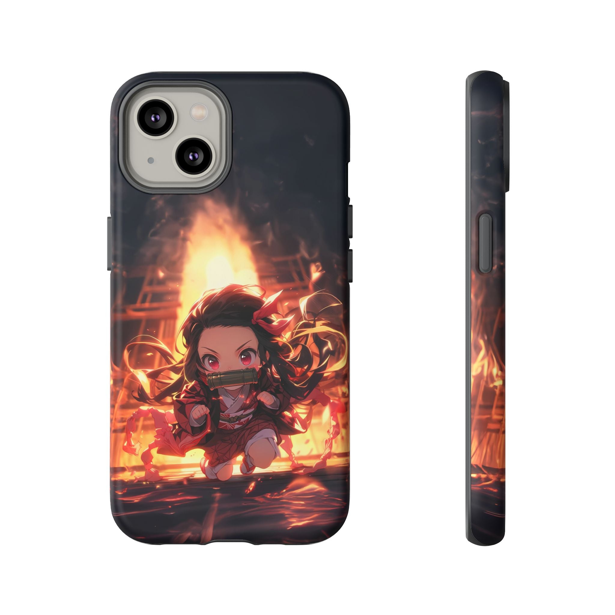 Chibi Nezuko Kamado Tough Phone Case – Anime Protective Case for iPhone & Samsung, UV Resistant, Durable & Stylish