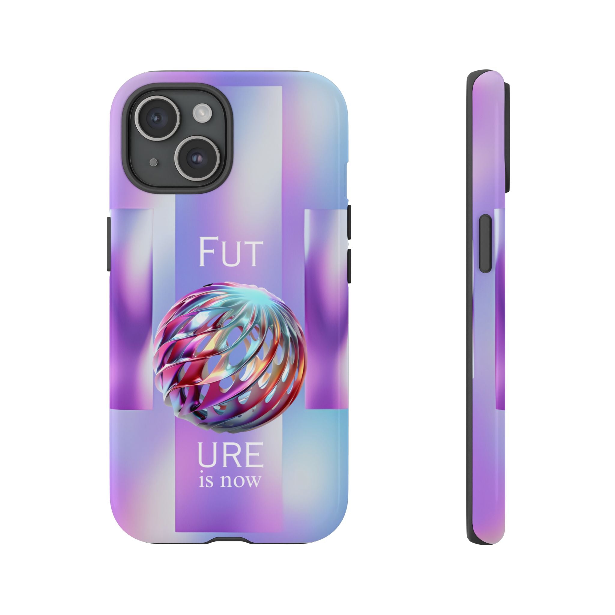 Futuristic Gradient Tough Case – 'Future is Now' 3D Design | Shockproof & UV Protected