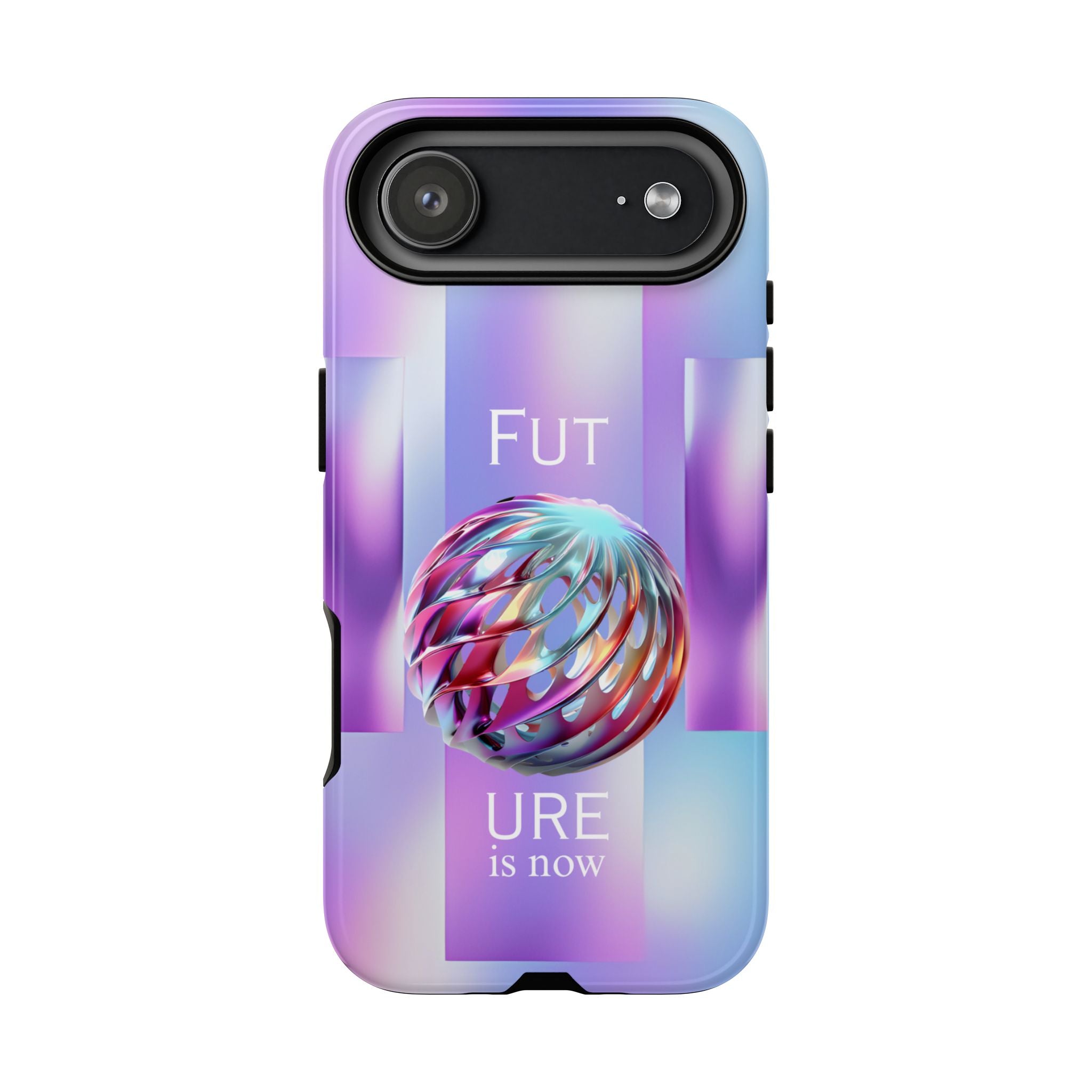 Futuristic Gradient Tough Case – 'Future is Now' 3D Design | Shockproof & UV Protected