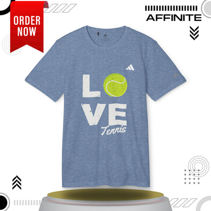 T-Shirt Love Tennis Unisex Sport T-shirt, Athletic Tee, Gift for Tennis Lovers, Tennis Apparel, Sportswear, Fitness Clothing by Adidas Collegiate Navy Heather