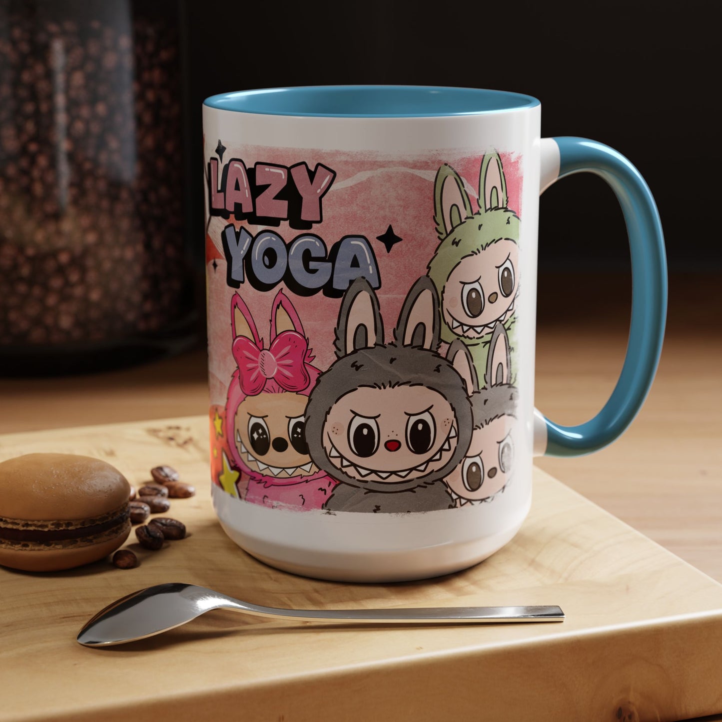 Mug Lazy Yoga Labubu Cartoon Accent Coffee Mug - Fun and Playful Design for Coffee Lovers