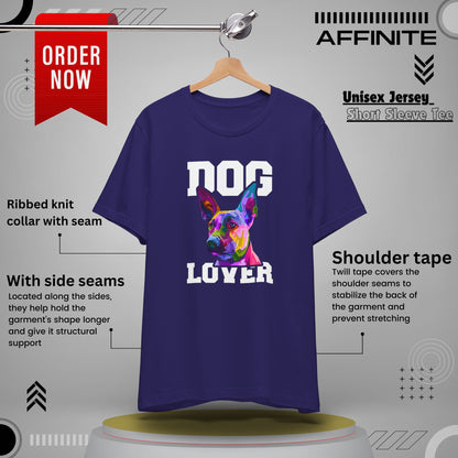 T-Shirt T Shirt Drawing - Dog Lover Graphic Tee (Unisex Cotton) Team Navy