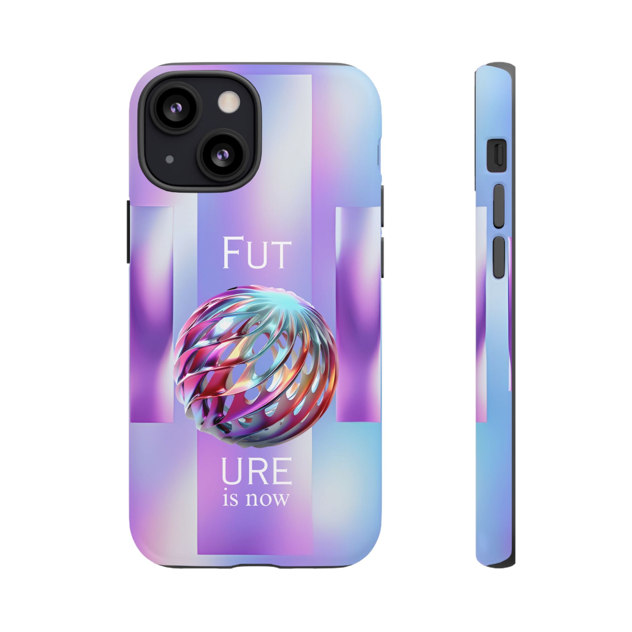 Futuristic Gradient Tough Case – 'Future is Now' 3D Design | Shockproof & UV Protected