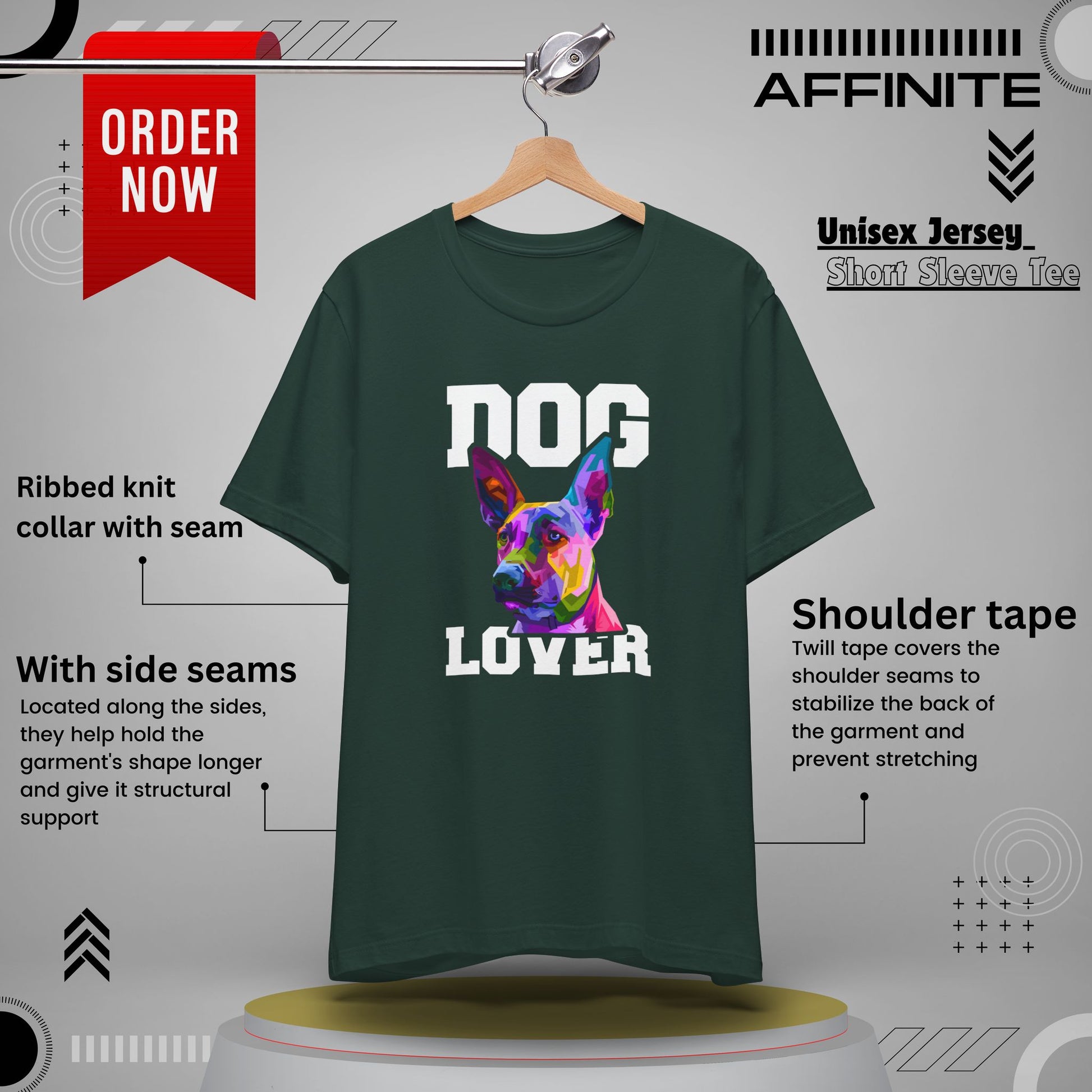 T-Shirt T Shirt Drawing - Dog Lover Graphic Tee (Unisex Cotton) Forest