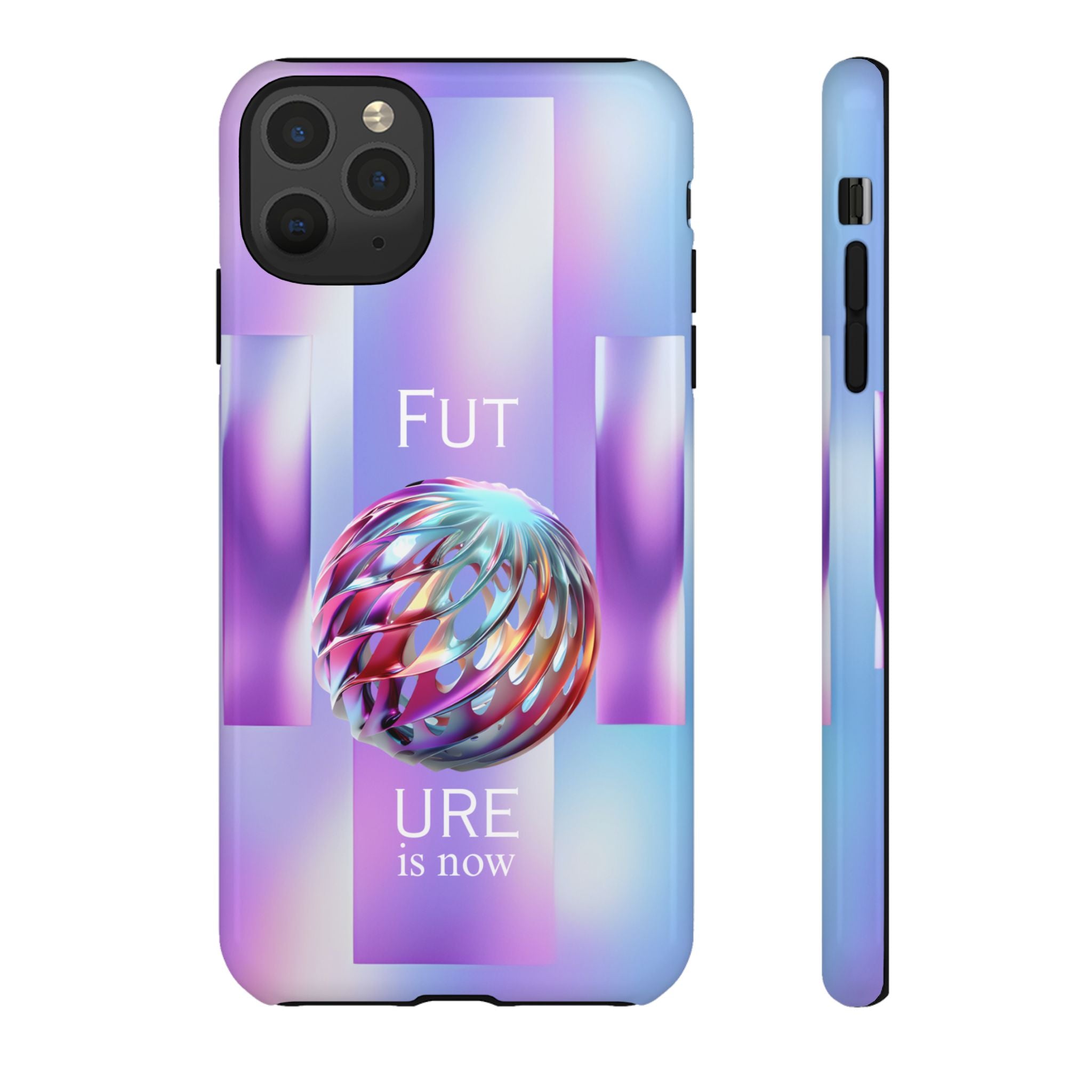 Futuristic Gradient Tough Case – 'Future is Now' 3D Design | Shockproof & UV Protected