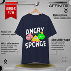 T-Shirt Angry Sponge T-Shirt - Funny Graphic Tee for Gamers (Unisex Cotton) Navy