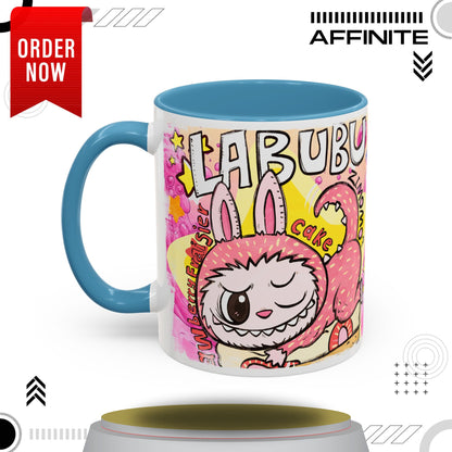 Mug Colorful Cartoon Labubu Accent Coffee Mug - Perfect for Animal Lovers 11oz Light Blue