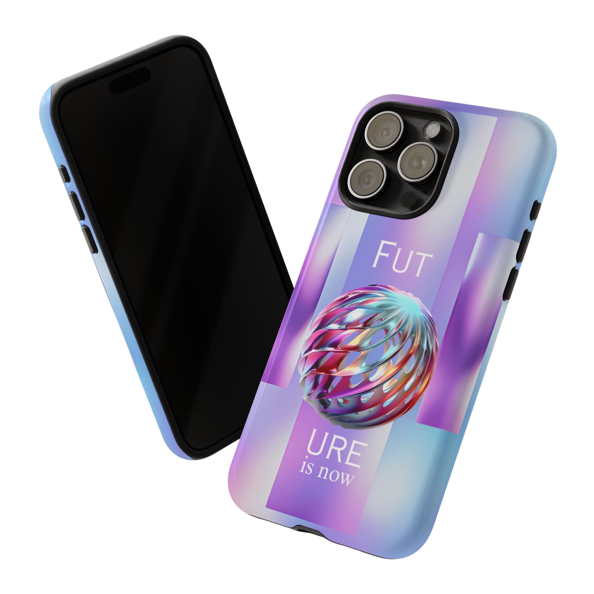 Futuristic Gradient Tough Case – 'Future is Now' 3D Design | Shockproof & UV Protected