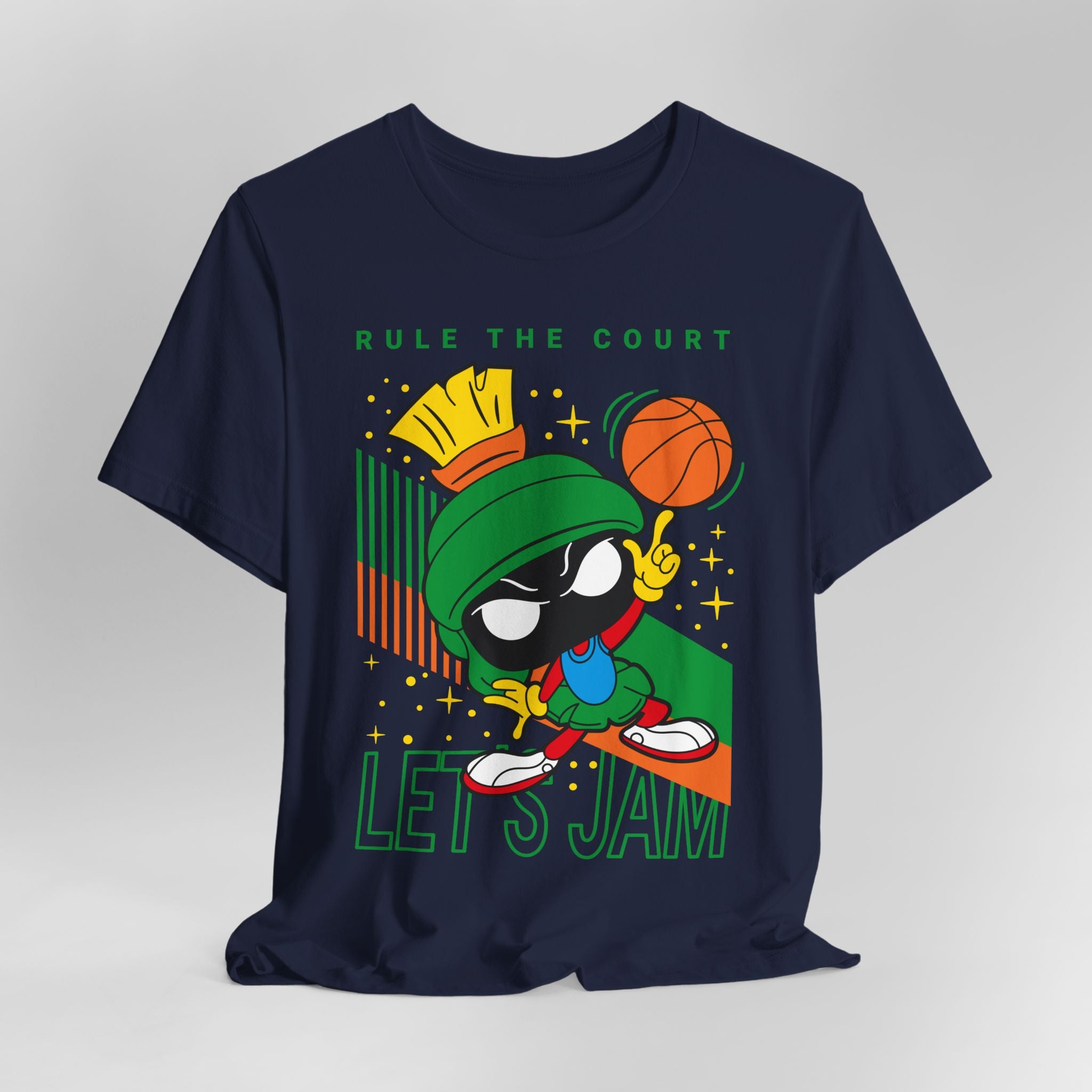 Cartoon Marvin Basketball Graphic Tee - "Rule the Court, Let's Jam!"