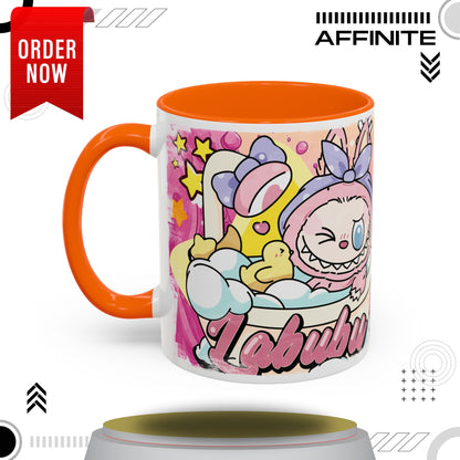 Mug Lazy Yoga Labubu Accent Coffee Mug - Fun & Playful Design for Relaxation 11oz Orange