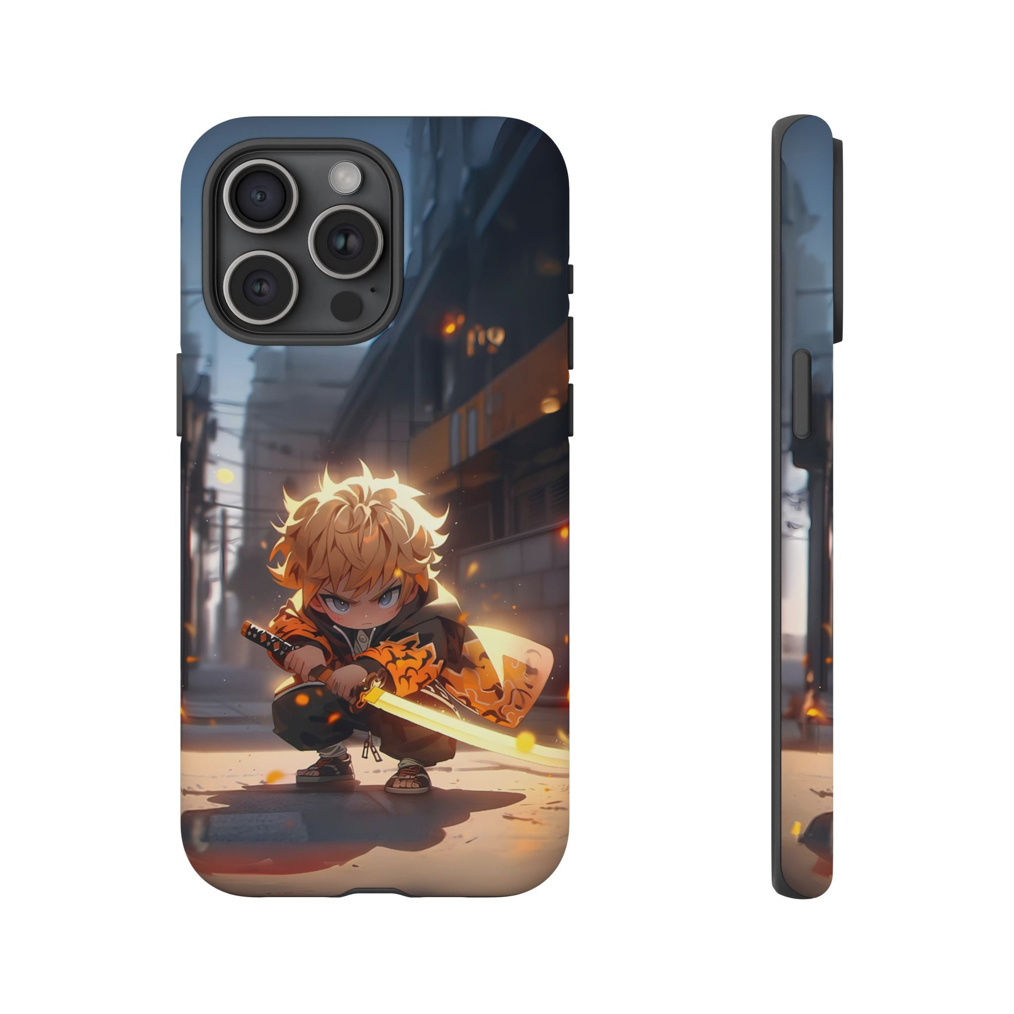 Chibi Zenitsu Lightning Tough Phone Case – Anime Protective Case for iPhone & Samsung, UV Resistant, Durable & Stylish