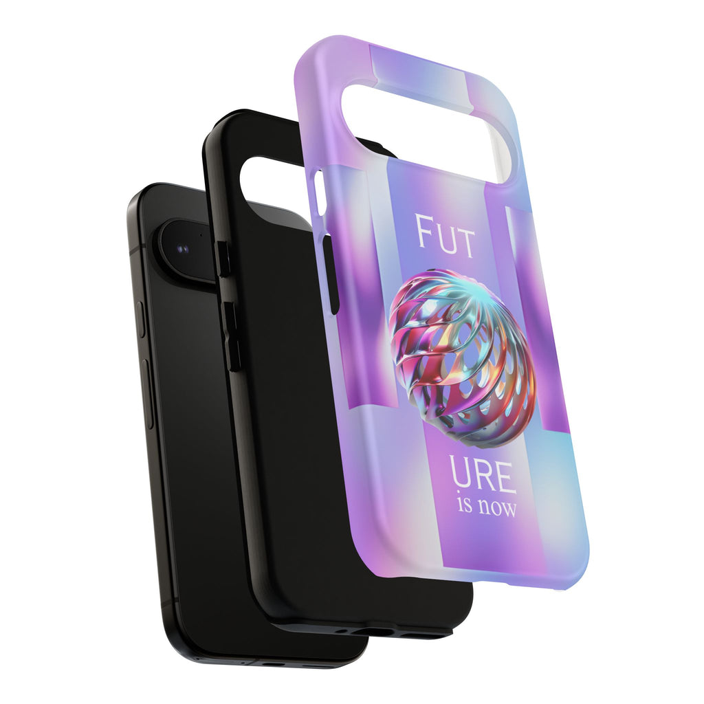 Futuristic Gradient Tough Case – 'Future is Now' 3D Design | Shockproof & UV Protected