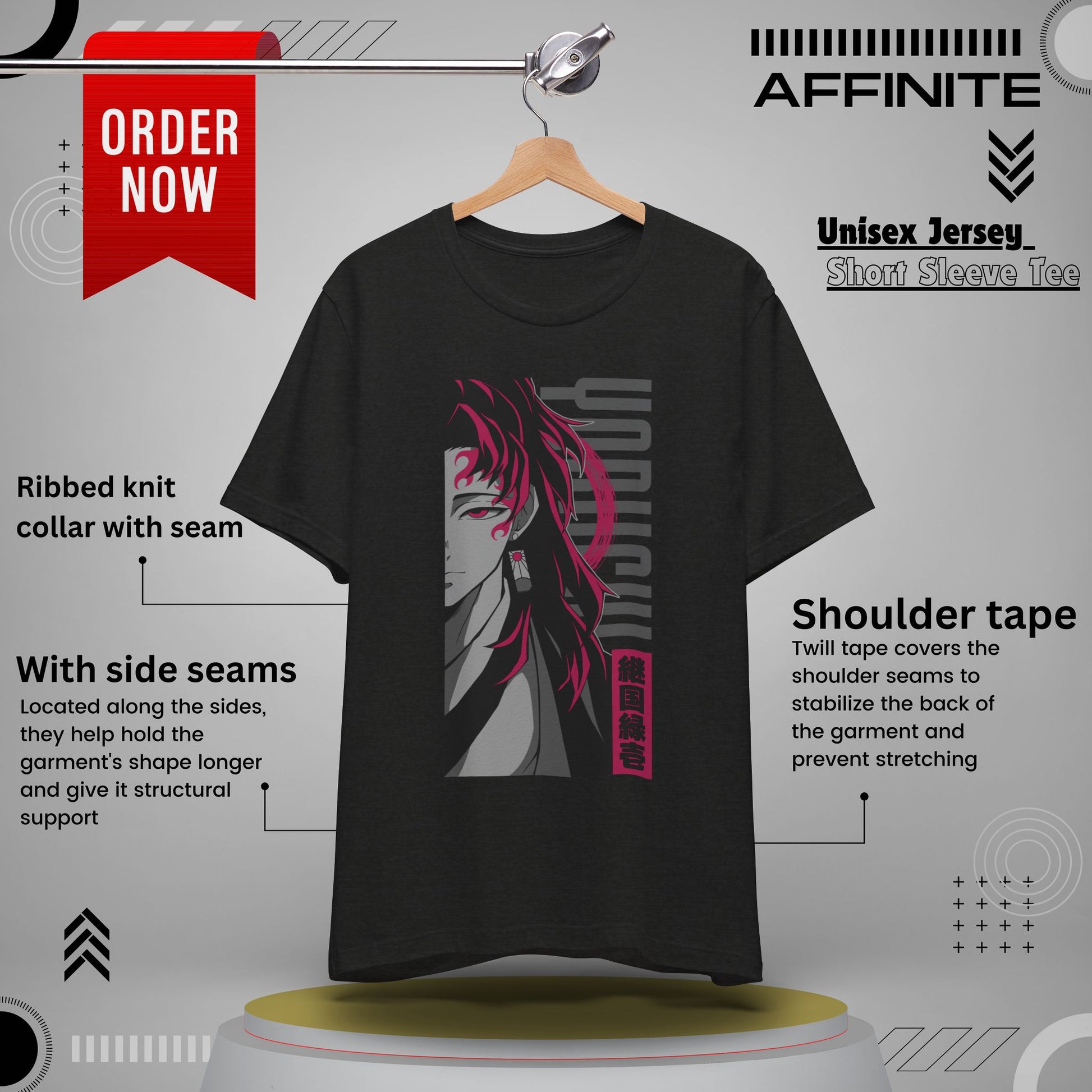 T-Shirt Yoriichi Anime T-Shirt - Demon Slayer Inspired Graphic Tee (Unisex Cotton) Black Heather