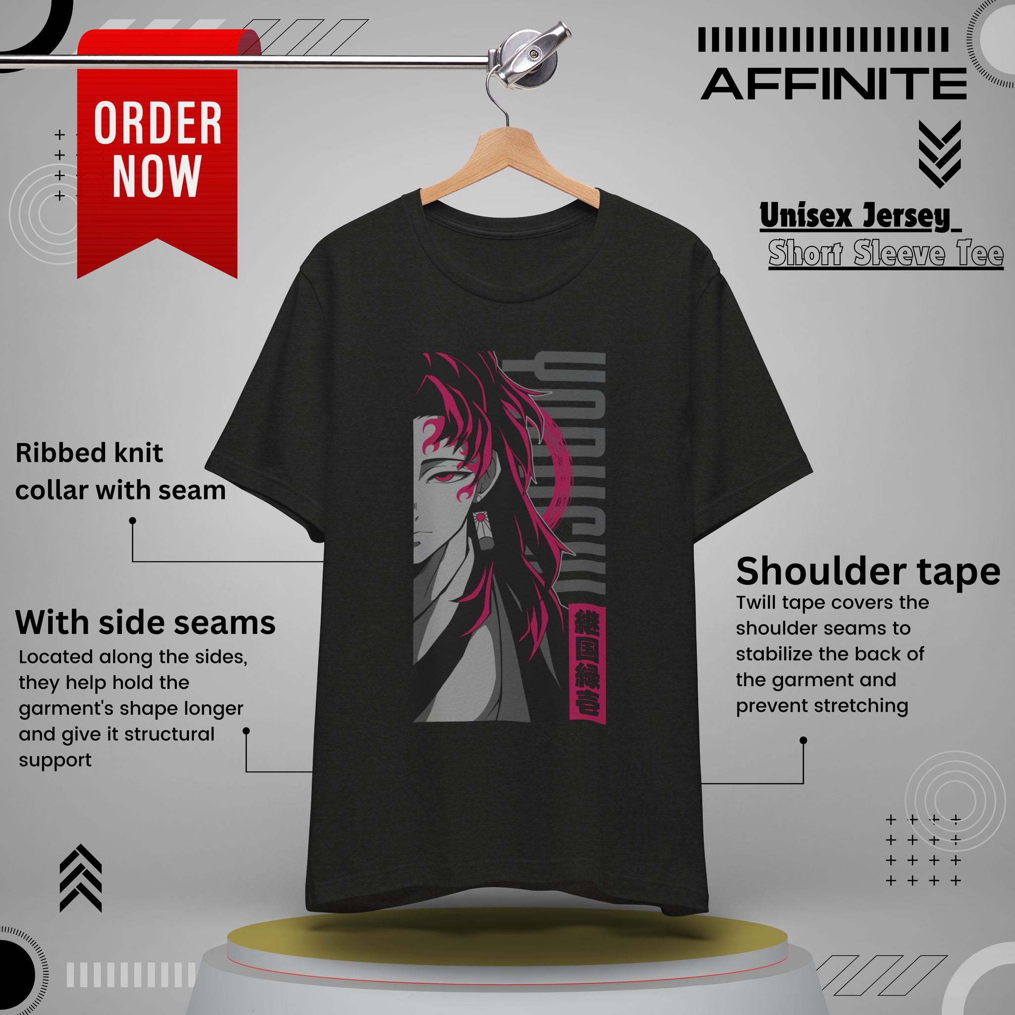 T-Shirt Yoriichi Anime T-Shirt - Demon Slayer Inspired Graphic Tee (Unisex Cotton) Black Heather
