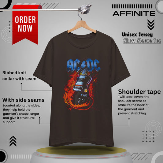 T-Shirt Rock In T Shirt - AC/DC Graphic Tee (Unisex Rock Shirt) Brown
