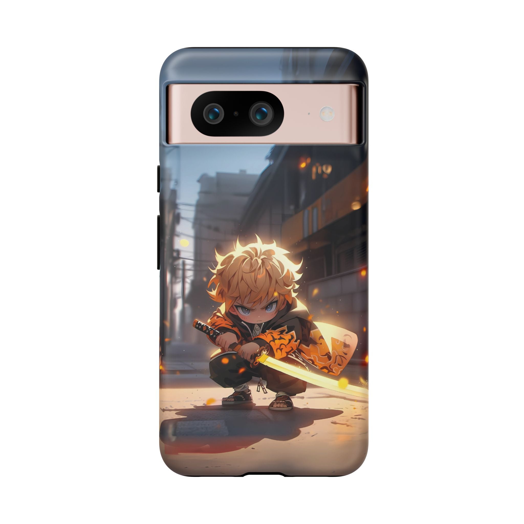 Chibi Zenitsu Lightning Tough Phone Case – Anime Protective Case for iPhone & Samsung, UV Resistant, Durable & Stylish