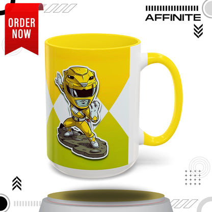 Mug Mighty Morphin Power Rangers Yellow Ranger Ceramic Mug - 11oz & 15oz Coffee Mug - Accent Mug for Pop Culture Fans 15oz Yellow