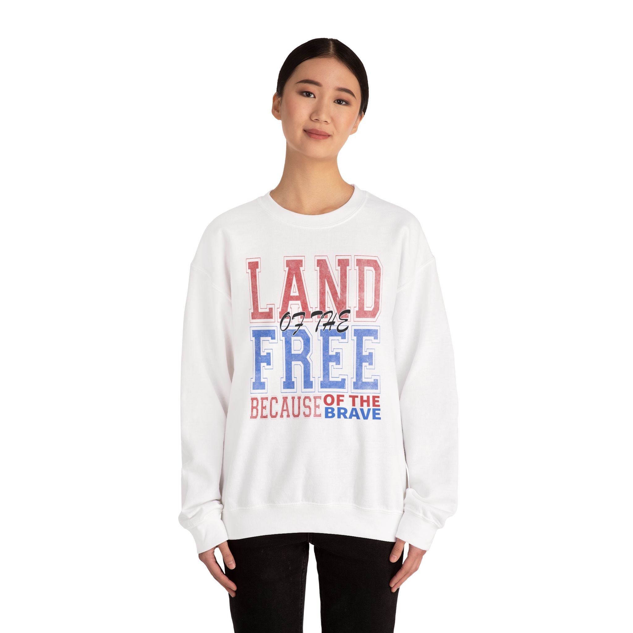 Patriotic Sweatshirt - Land of The Free America Flag Crewneck