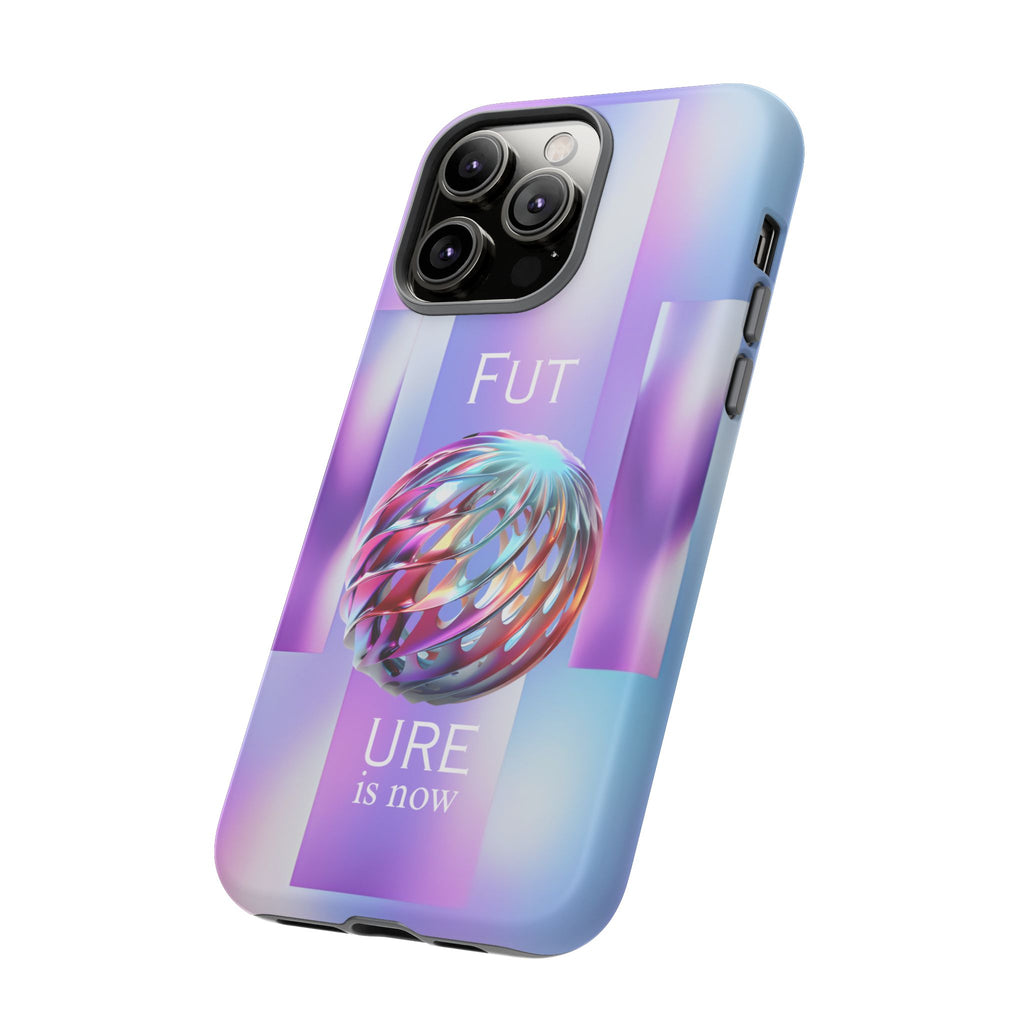 Futuristic Gradient Tough Case – 'Future is Now' 3D Design | Shockproof & UV Protected