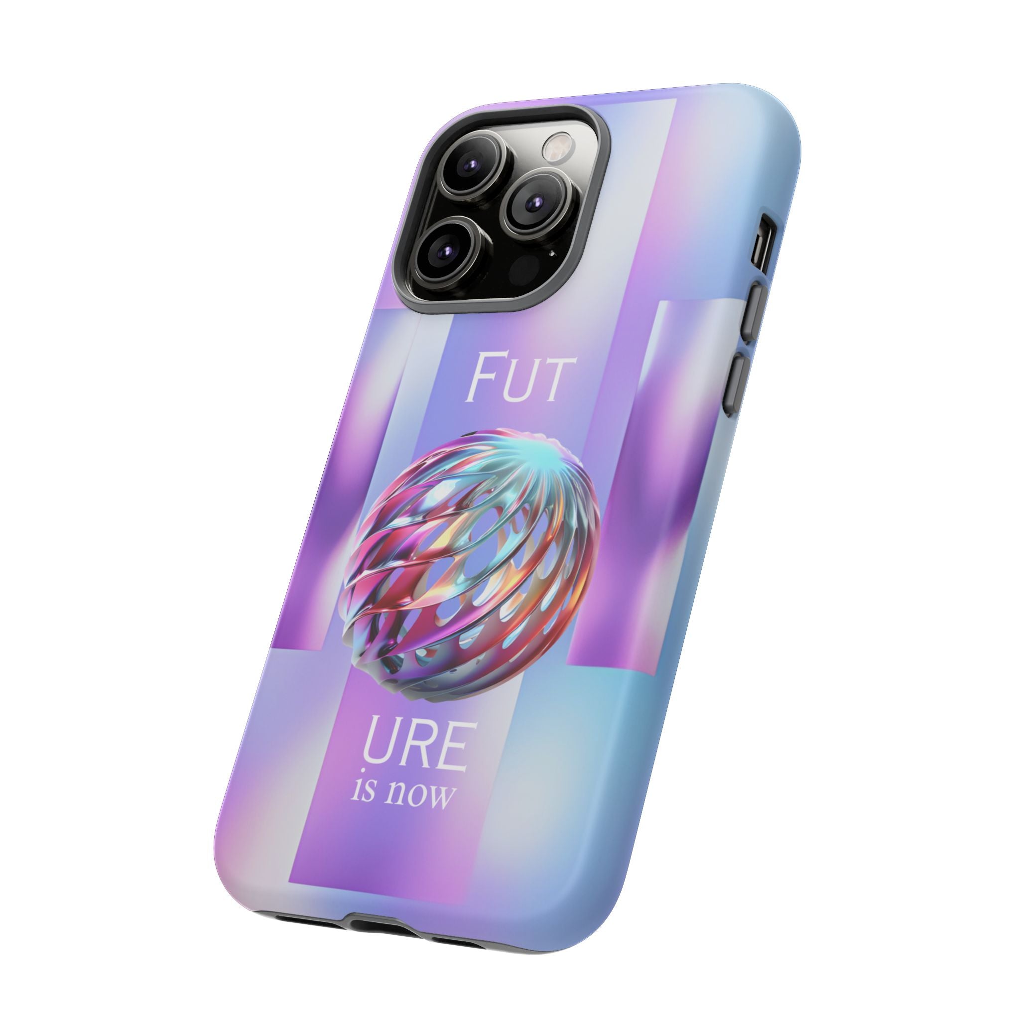 Futuristic Gradient Tough Case – 'Future is Now' 3D Design | Shockproof & UV Protected