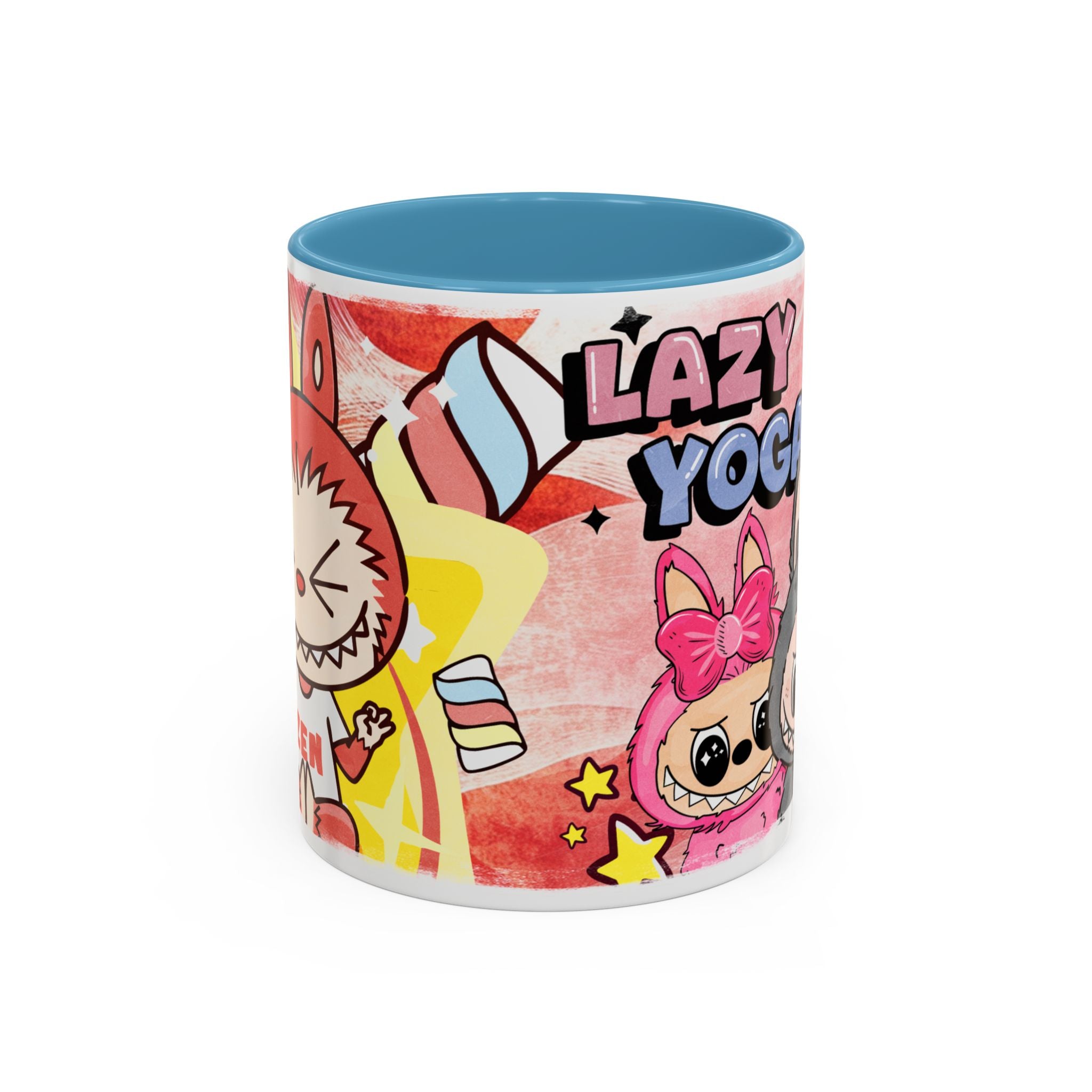 Lazy Yoga Labubu Cartoon Accent Coffee Mug - Fun and Playful Design for Coffee Lovers