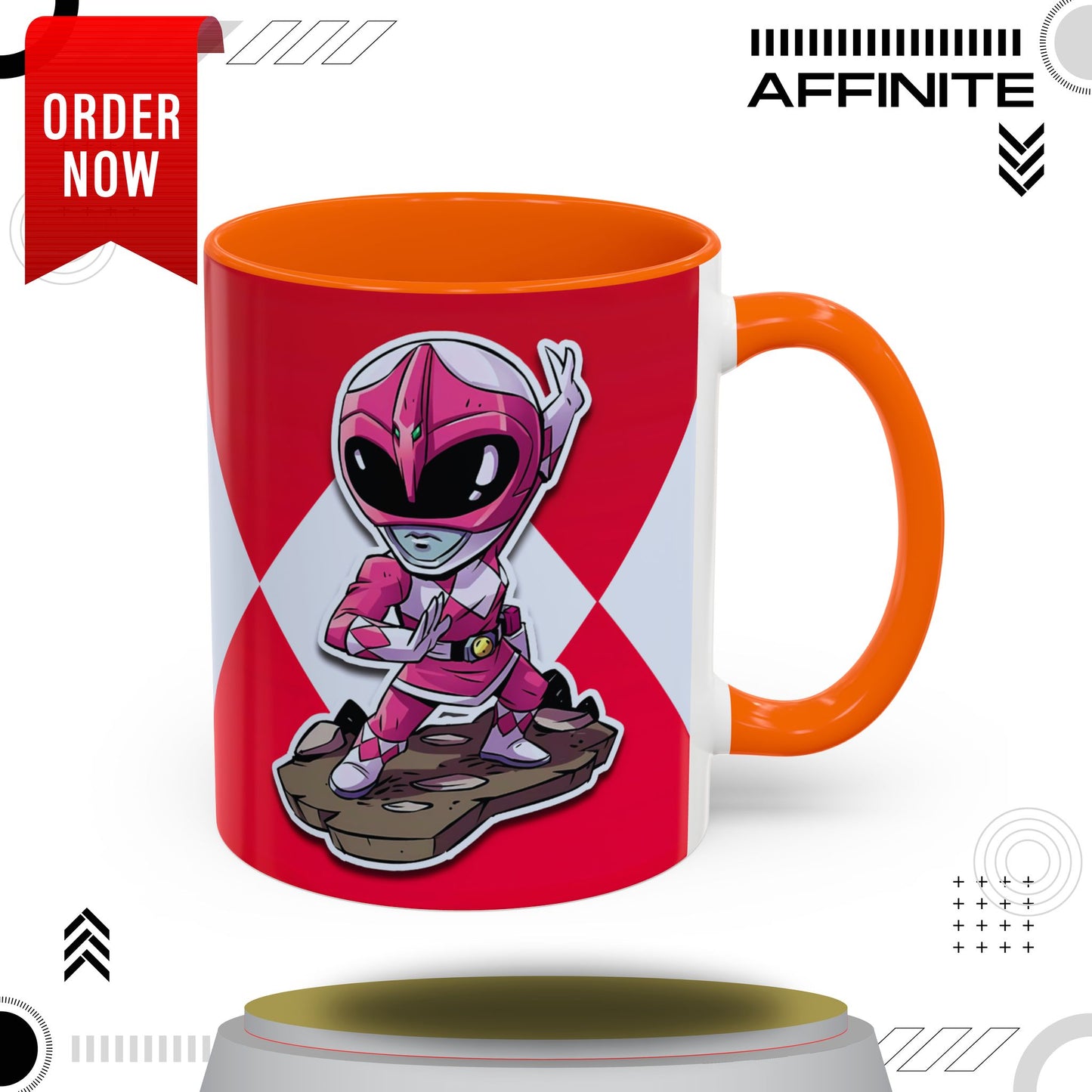 Mug Mighty Morphin Power Rangers Pink Ranger Ceramic Mug - 11oz & 15oz Coffee Mug - Accent Mug for Pop Culture Fans 11oz Orange