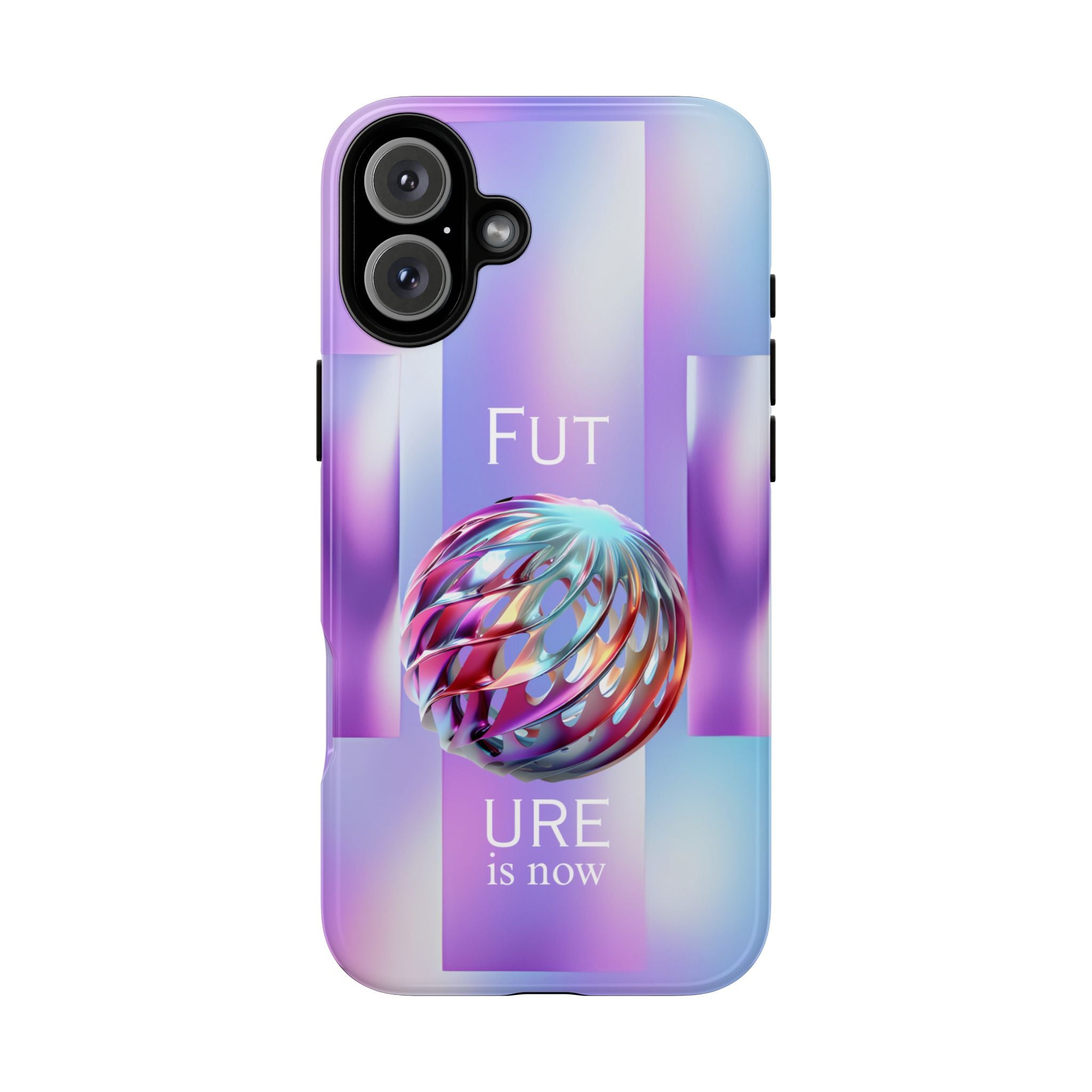 Futuristic Gradient Tough Case – 'Future is Now' 3D Design | Shockproof & UV Protected