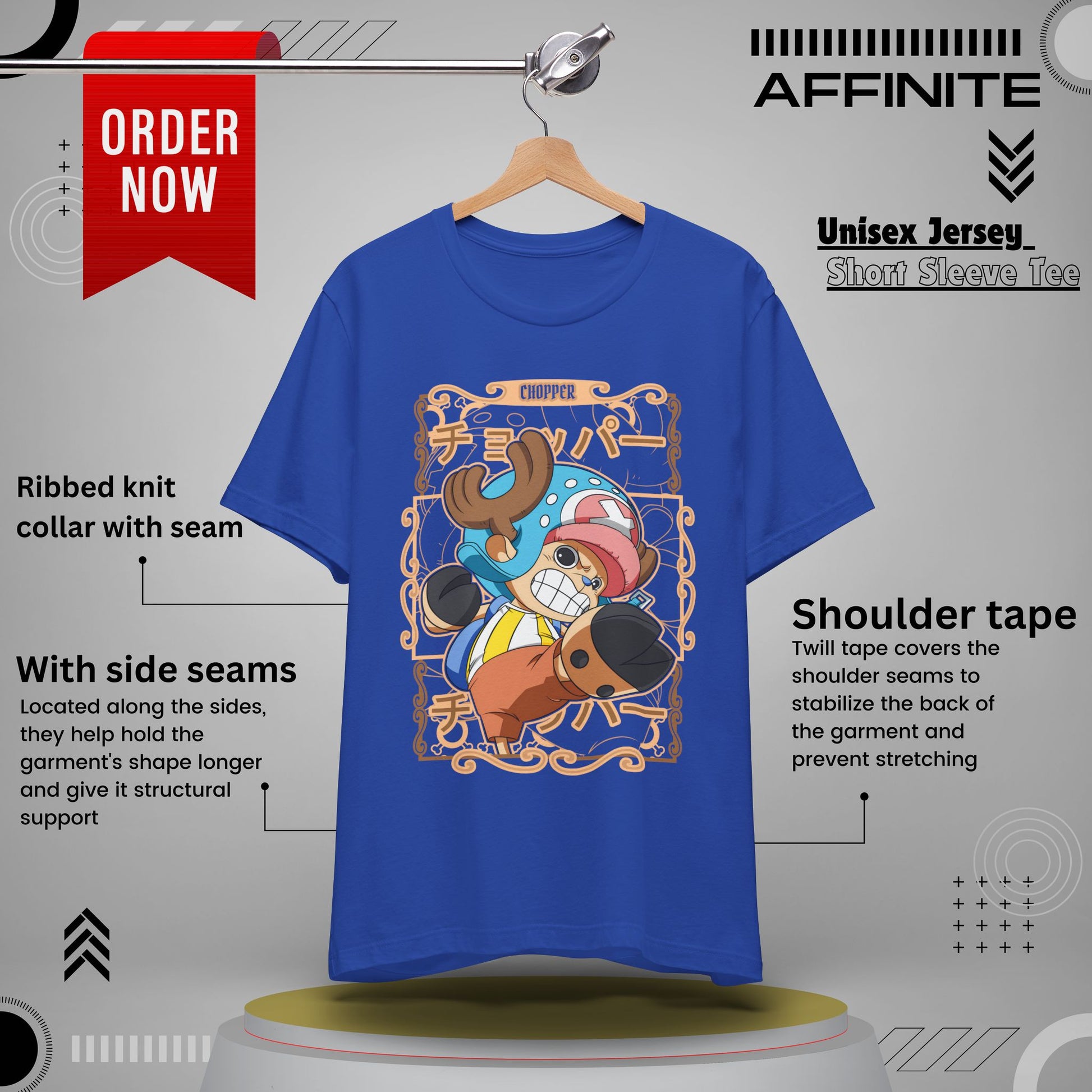 T-Shirt Anime-Inspired Unisex Short Sleeve Tee - 100% Cotton Chopper T-Shirt by Bella+Canvas True Royal