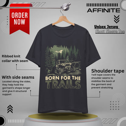 T-Shirt Born for the Trails Unisex Adventure Tee Dark Grey