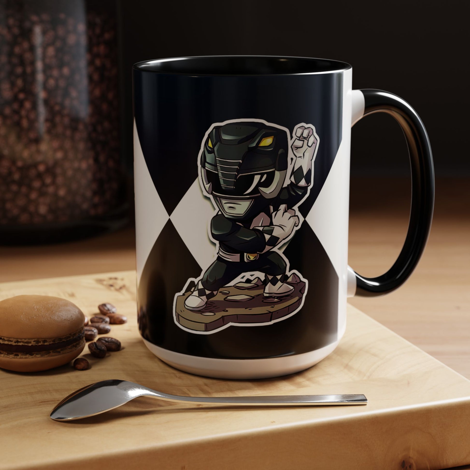 Mug Mighty Morphin Power Rangers Black Ranger Ceramic Mug - 11oz & 15oz Coffee Mug - Accent Mug for Pop Culture Fans