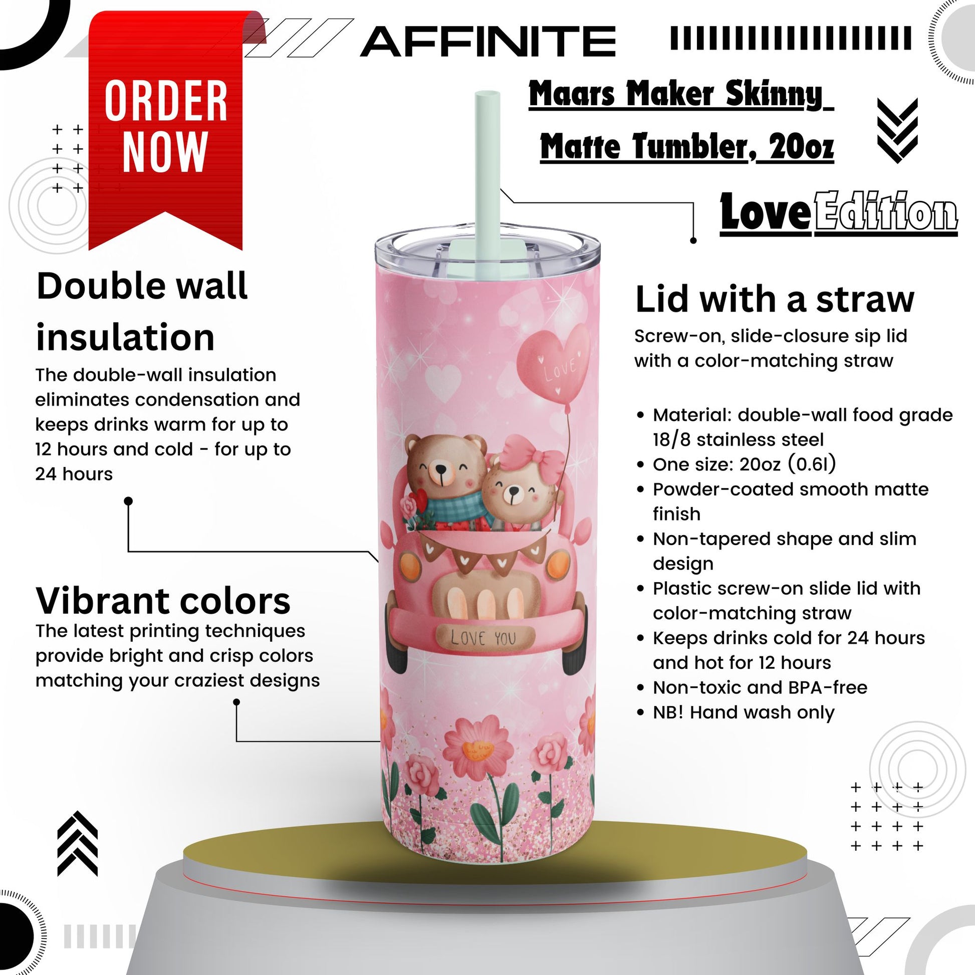 Tumblers 20oz Maars Maker Matte Tumbler – A Skinny Sip of Love Seaglass 20oz Matte