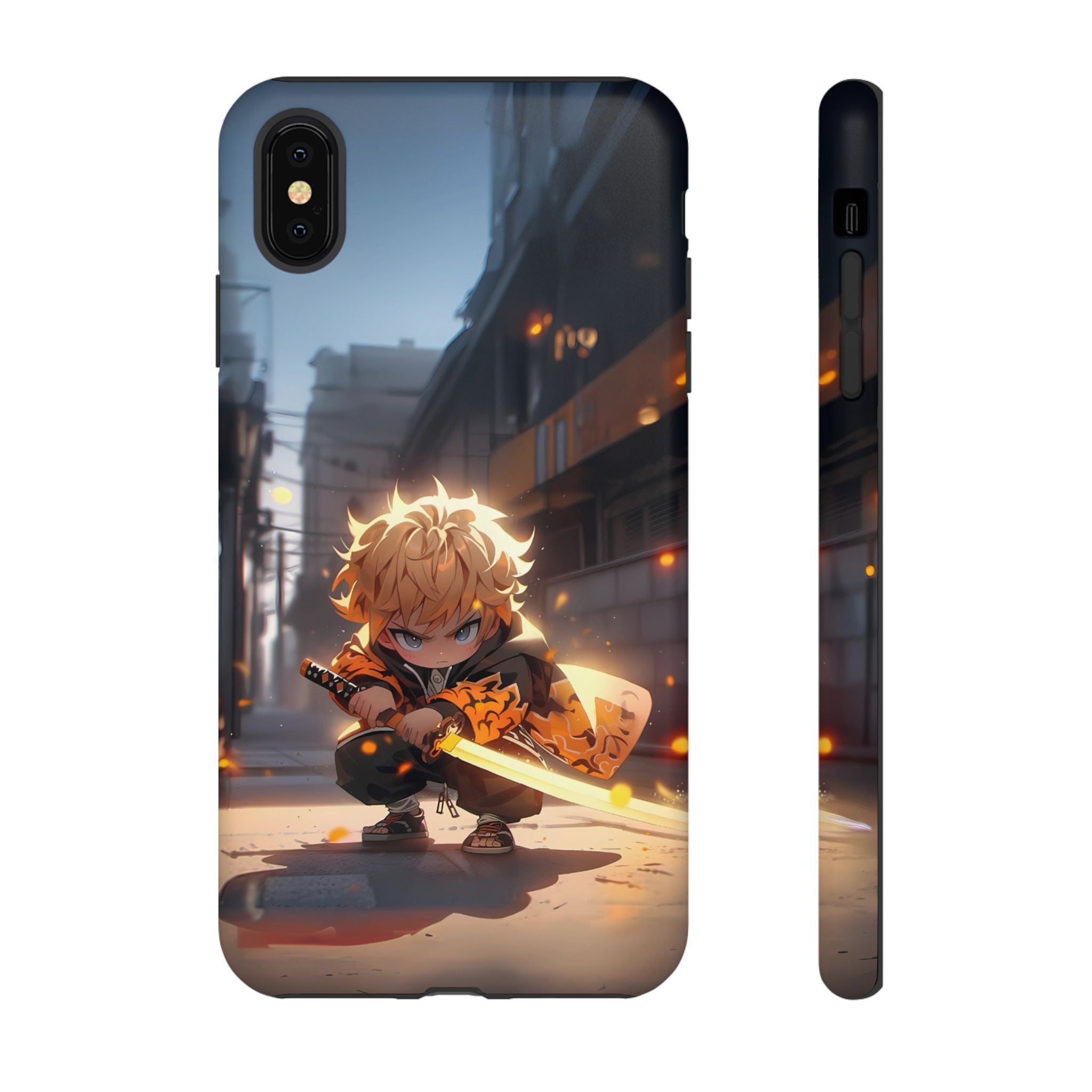 Chibi Zenitsu Lightning Tough Phone Case – Anime Protective Case for iPhone & Samsung, UV Resistant, Durable & Stylish