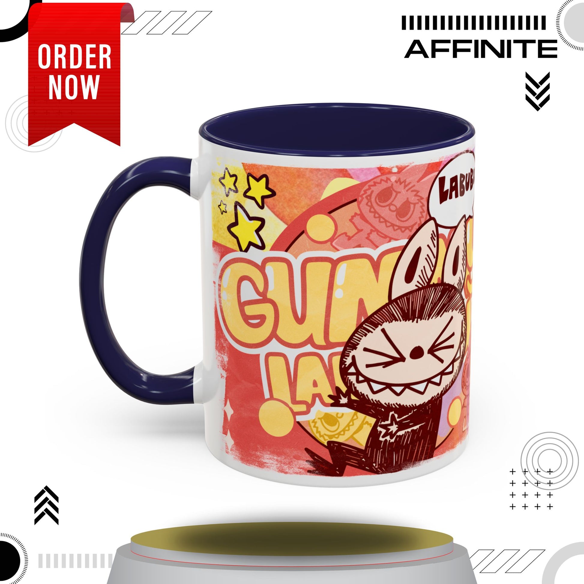 Mug Lazy Yoga Character Coffee Mug - Fun & Whimsical Art for Every Caffeine Lover 11oz Navy
