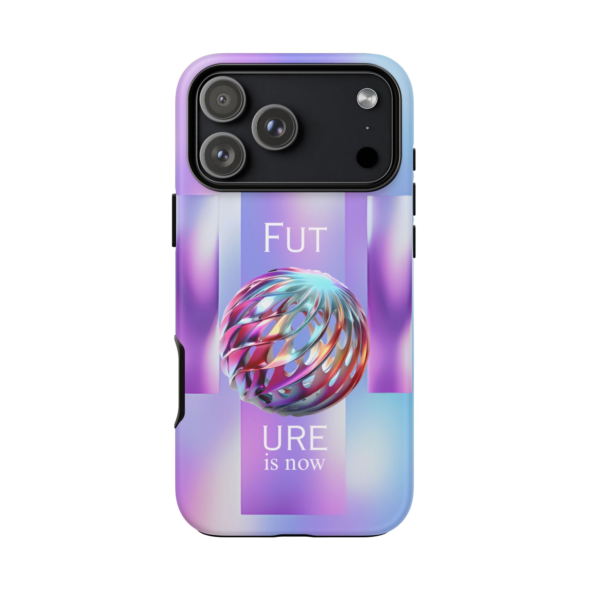 Futuristic Gradient Tough Case – 'Future is Now' 3D Design | Shockproof & UV Protected