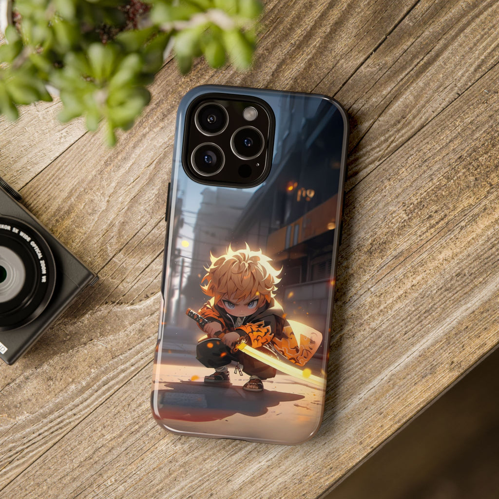 Chibi Zenitsu Lightning Tough Phone Case – Anime Protective Case for iPhone & Samsung, UV Resistant, Durable & Stylish