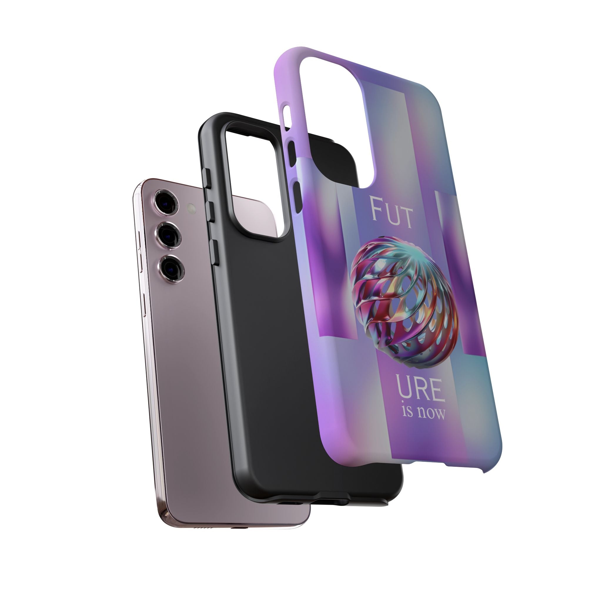 Futuristic Gradient Tough Case – 'Future is Now' 3D Design | Shockproof & UV Protected