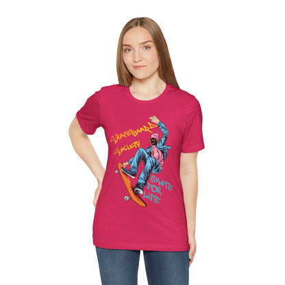 T-Shirt Skateboard Society Unisex Tee - Vibrant Orange Graphic T-Shirt for Skate Enthusiasts