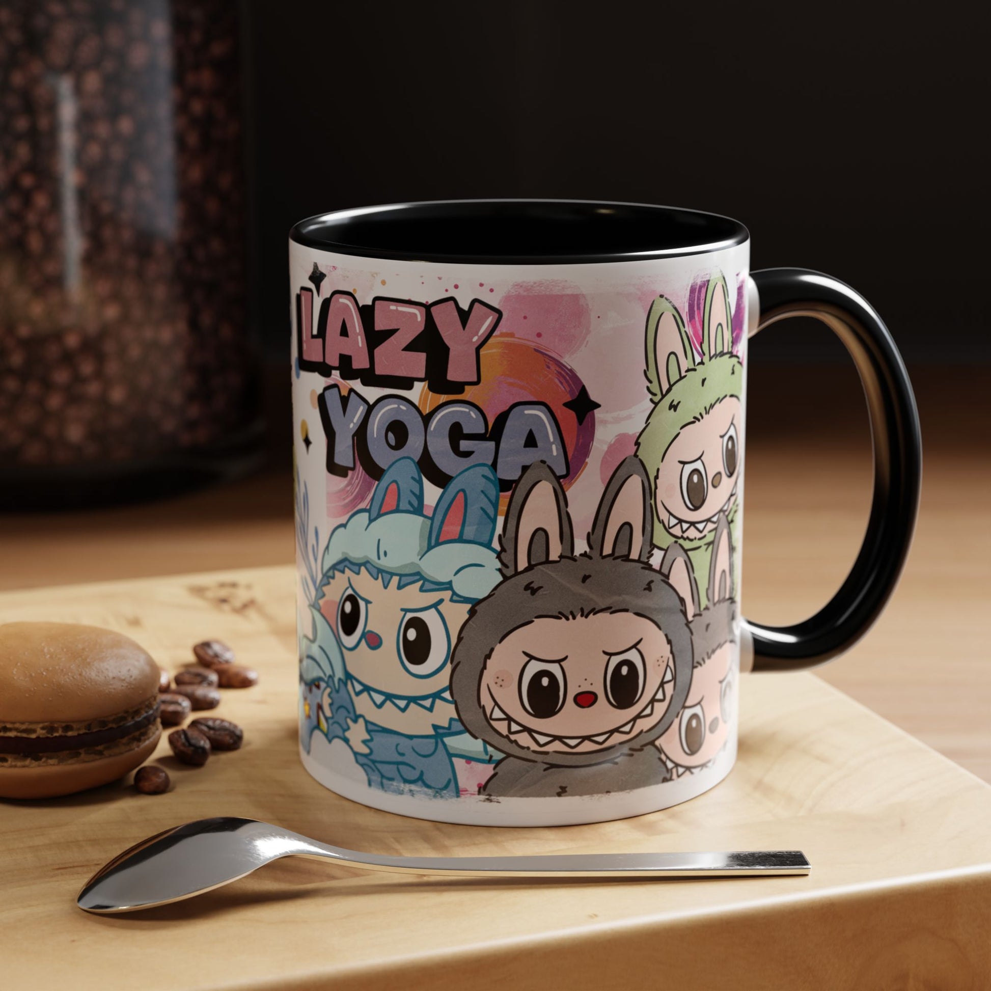 Mug Labubu Lazy Yoga Accent Coffee Mug - Fun & Whimsical Design for Relaxation Lovers