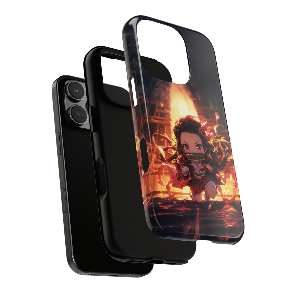 Chibi Nezuko Kamado Tough Phone Case – Anime Protective Case for iPhone & Samsung, UV Resistant, Durable & Stylish