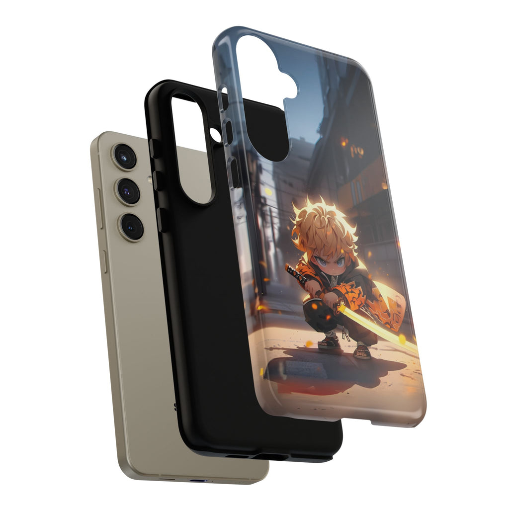 Chibi Zenitsu Lightning Tough Phone Case – Anime Protective Case for iPhone & Samsung, UV Resistant, Durable & Stylish