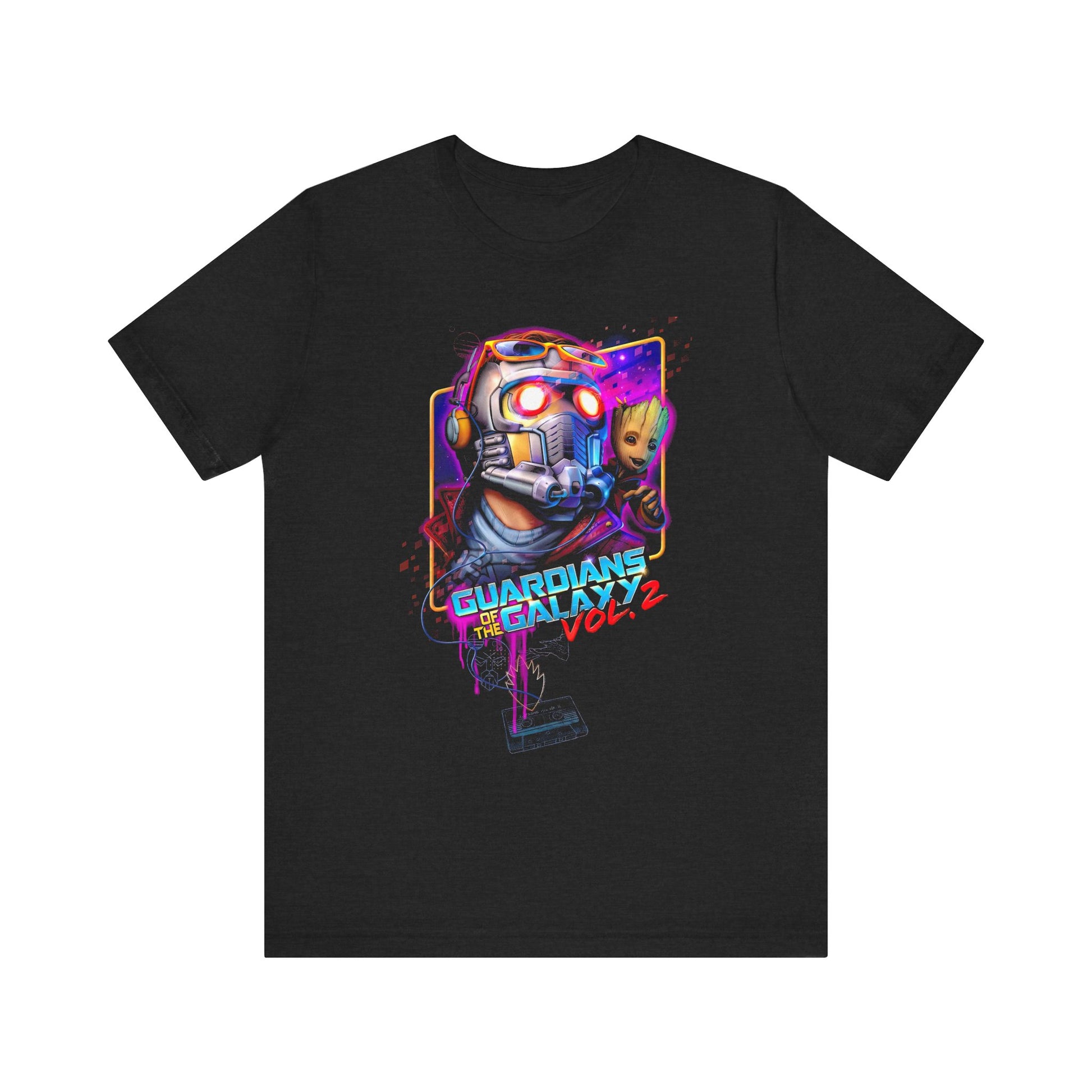T-Shirt Guardians of the Galaxy Vol 2 T-Shirt – Retro Marvel Graphic Tee (Unisex) Solid Black Blend