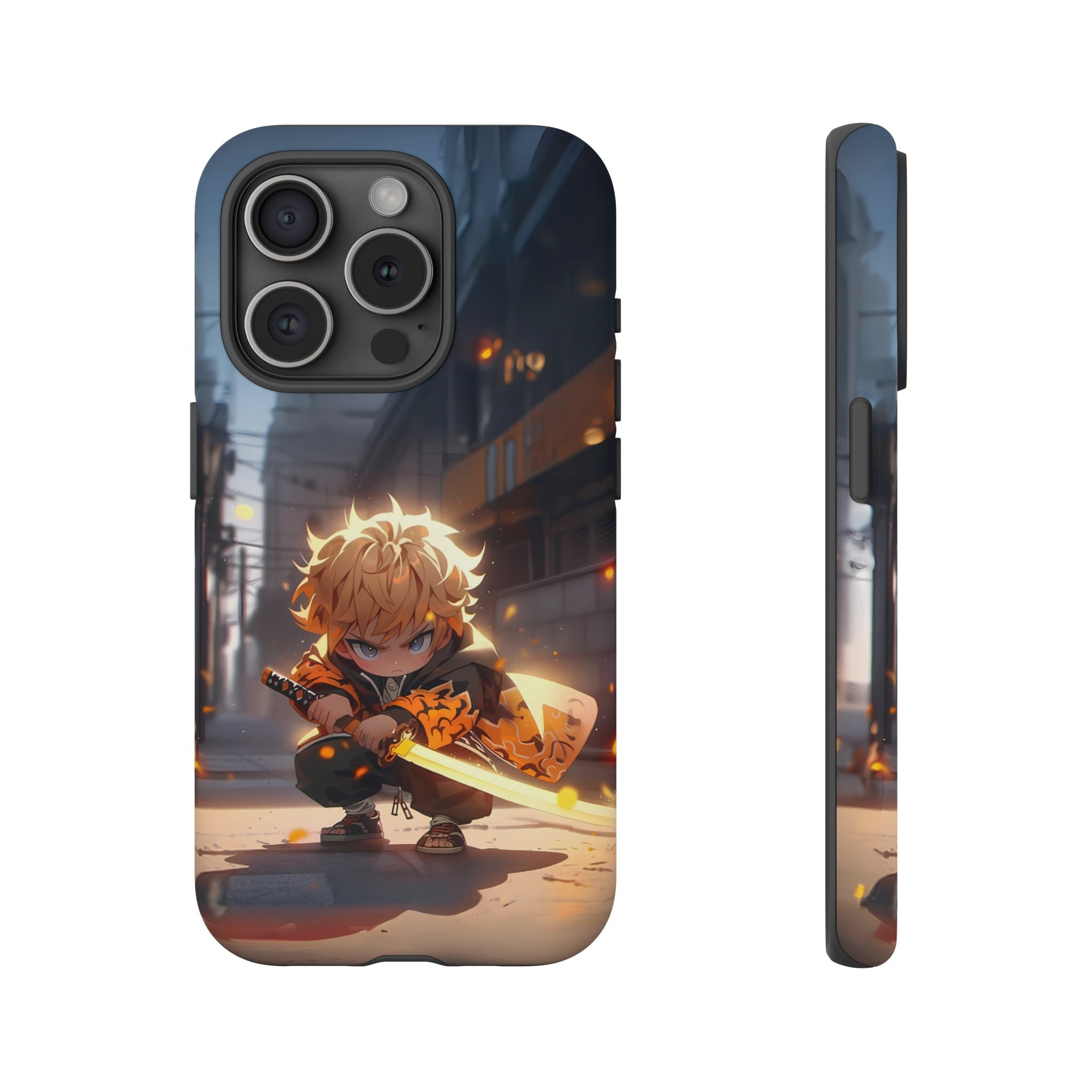 Chibi Zenitsu Lightning Tough Phone Case – Anime Protective Case for iPhone & Samsung, UV Resistant, Durable & Stylish