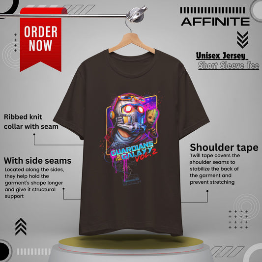 T-Shirt Guardians of the Galaxy Vol 2 T-Shirt – Retro Marvel Graphic Tee (Unisex) Brown