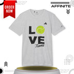 T-Shirt Love Tennis Unisex Sport T-shirt, Athletic Tee, Gift for Tennis Lovers, Tennis Apparel, Sportswear, Fitness Clothing by Adidas Grey Three Heather