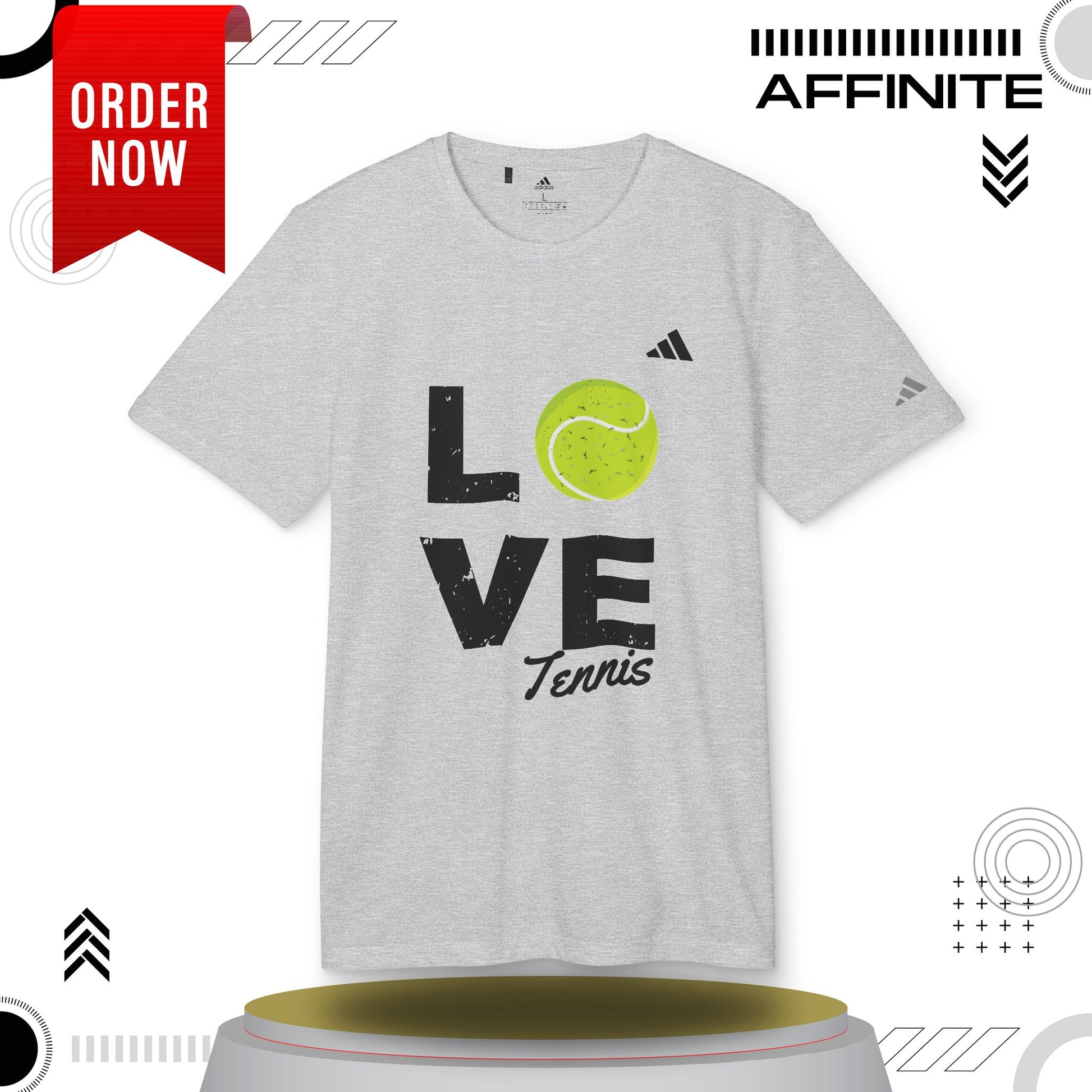 T-Shirt Love Tennis Unisex Sport T-shirt, Athletic Tee, Gift for Tennis Lovers, Tennis Apparel, Sportswear, Fitness Clothing by Adidas Grey Three Heather