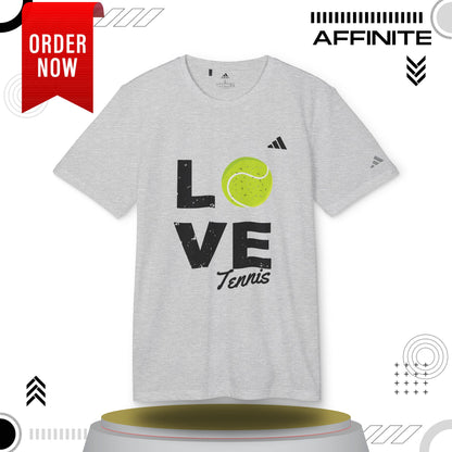 T-Shirt Love Tennis Unisex Sport T-shirt, Athletic Tee, Gift for Tennis Lovers, Tennis Apparel, Sportswear, Fitness Clothing by Adidas Grey Three Heather